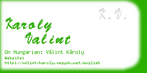 karoly valint business card